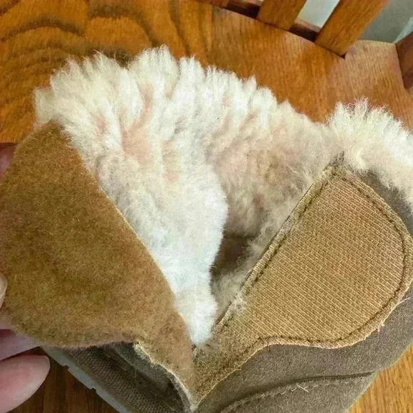 EMU Australia Kanga Walker Leather Boots Mocha Shearling Pink Size 24-30 Months - Picture 4 of 9